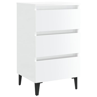 Bed Cabinet with Metal Legs High Gloss White 40x35x69 cm Payday Deals