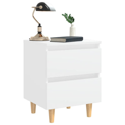 Bed Cabinet with Solid Pinewood Legs White 40x35x50 cm Payday Deals