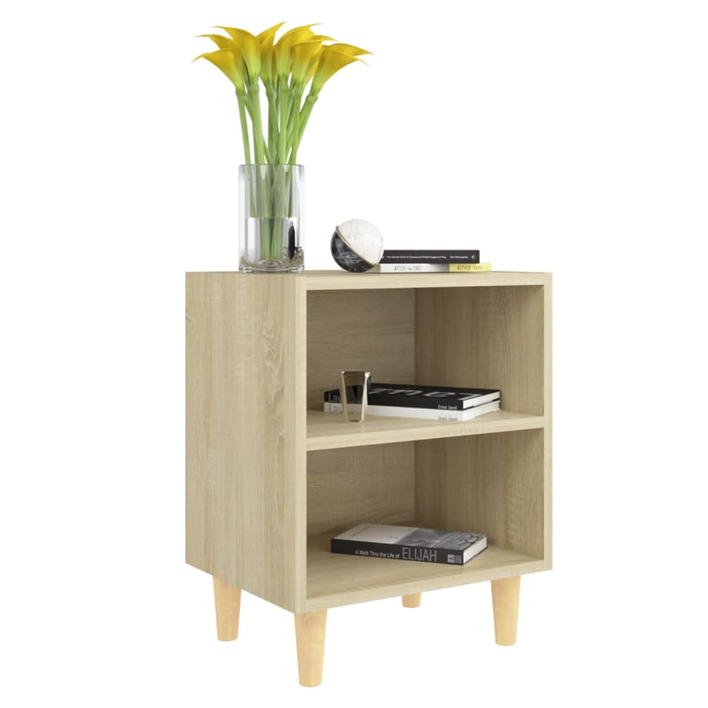 Bed Cabinet with Solid Wood Legs Sonoma Oak 40x30x50 cm Payday Deals