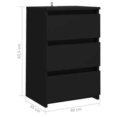 Bed Cabinets 2 pcs Black 40x35x62.5 cm Chipboard Payday Deals