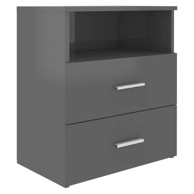 Bed Cabinets 2 pcs High Gloss Grey 50x32x60 cm Payday Deals