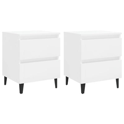 Bed Cabinets 2 pcs High Gloss White 40x35x50 cm Chipboard Payday Deals