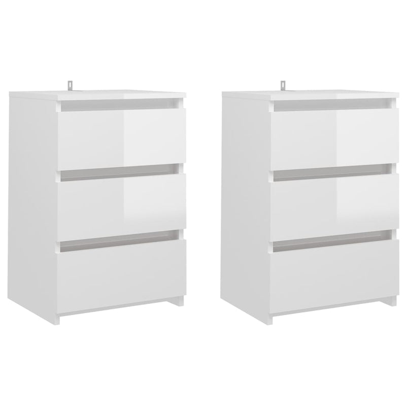 Bed Cabinets 2 pcs High Gloss White 40x35x62.5 cm Chipboard Payday Deals