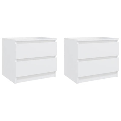 Bed Cabinets 2 pcs White 50x39x43.5 cm Chipboard