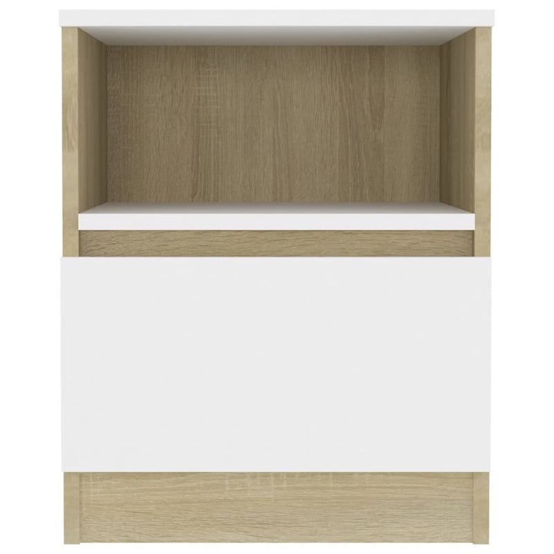Bed Cabinets 2 pcs White and Sonoma Oak 40x40x50 cm Chipboard Payday Deals