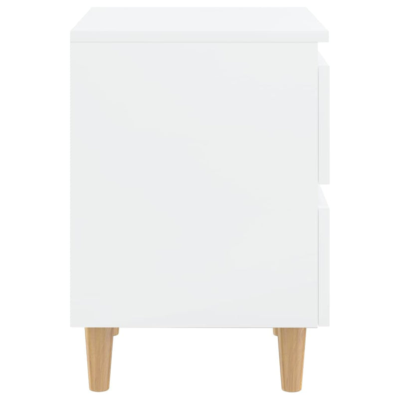 Bed Cabinets & Pinewood Legs 2 pcs High Gloss White 40x35x50cm Payday Deals