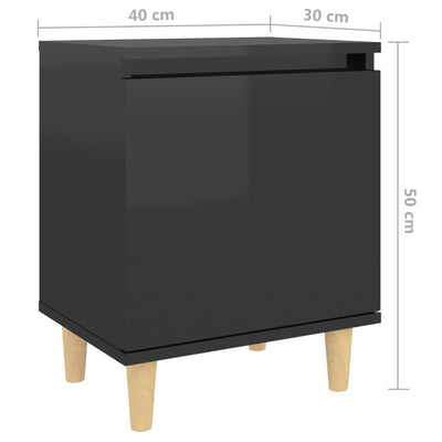 Bed Cabinets Solid Wood Legs 2 pcs High Gloss Black 40x30x50 cm Payday Deals