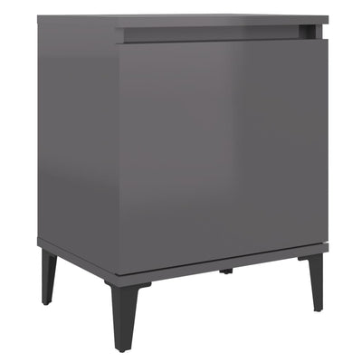 Bed Cabinets with Metal Legs 2 pcs High Gloss Grey 40x30x50 cm Payday Deals