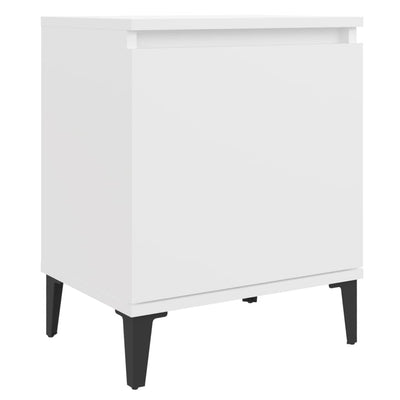 Bed Cabinets with Metal Legs 2 pcs White 40x30x50 cm Payday Deals