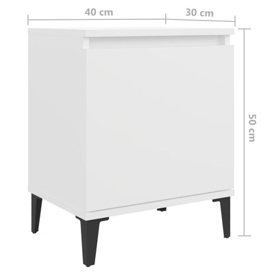 Bed Cabinets with Metal Legs 2 pcs White 40x30x50 cm Payday Deals