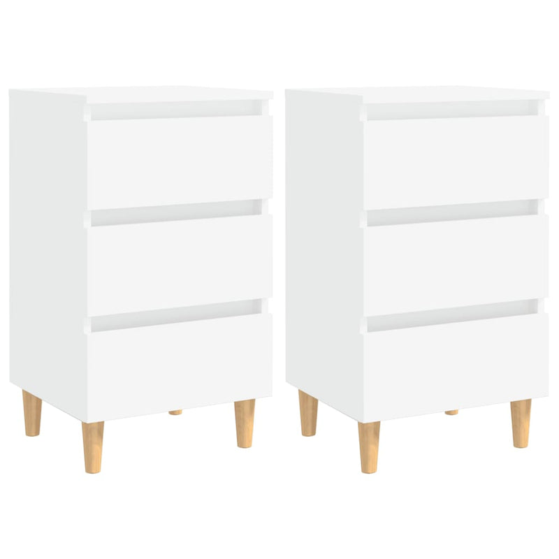 Bed Cabinets with Solid Wood Legs 2 pcs White 40x35x69 cm Payday Deals