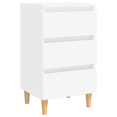Bed Cabinets with Solid Wood Legs 2 pcs White 40x35x69 cm Payday Deals