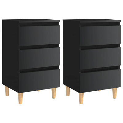 Bed Cabinets & Wood Legs 2 pcs High Gloss Black 40x35x69 cm Payday Deals