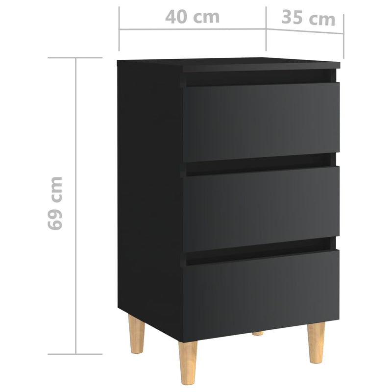Bed Cabinets & Wood Legs 2 pcs High Gloss Black 40x35x69 cm Payday Deals
