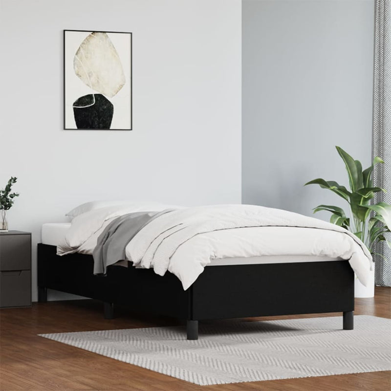 Bed Frame Black 107x203 cm King Single Faux Leather Payday Deals