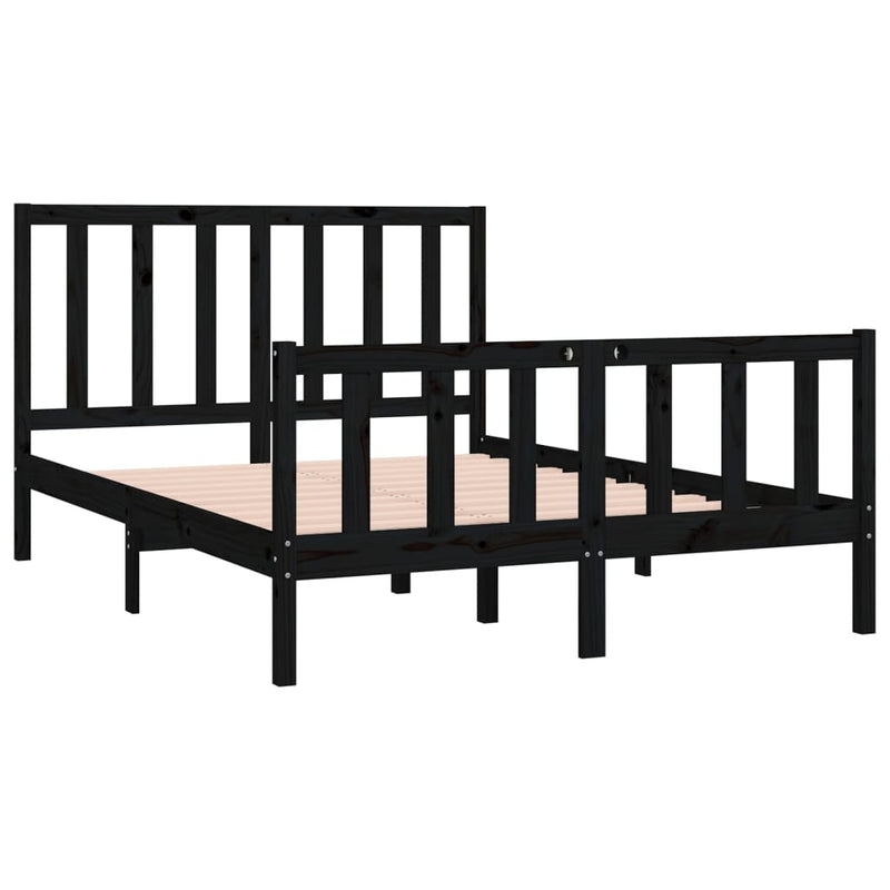 Bed Frame Black Solid Wood 135x190 cm 4FT6 Double Payday Deals