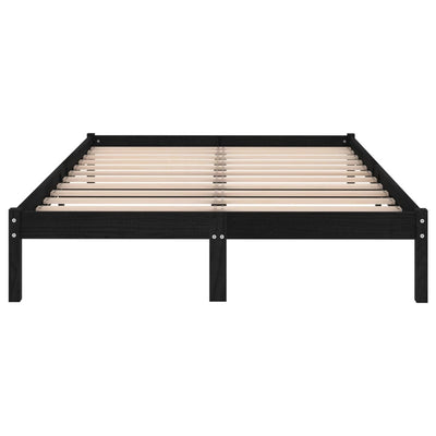 Bed Frame Black Solid Wood 137x187 Double Size Payday Deals