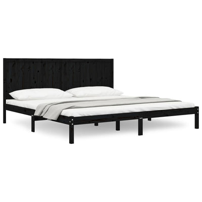 Bed Frame Black Solid Wood Pine 180x200 cm 6FT Super King Payday Deals