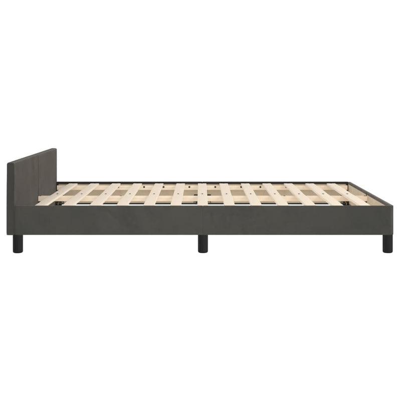 Bed Frame Dark Grey 107x203 cm King Single Size Velvet Payday Deals