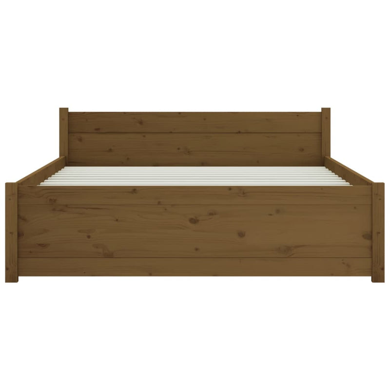 Bed Frame Honey Brown Solid Wood 137x187 Double Size Payday Deals