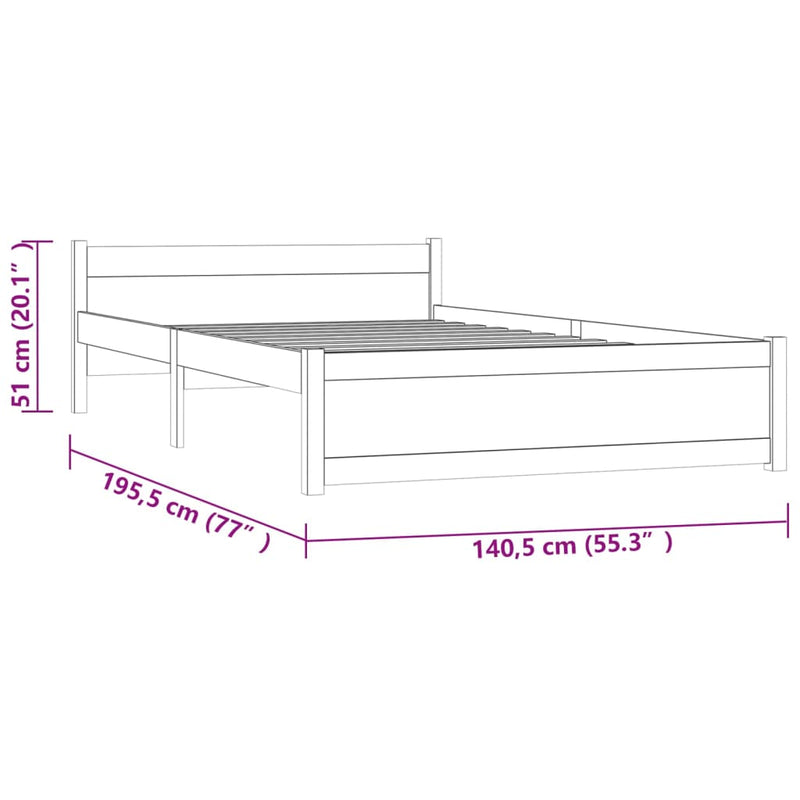 Bed Frame Honey Brown Solid Wood 137x187 Double Size Payday Deals