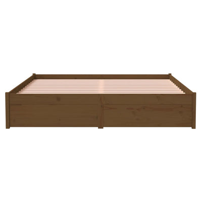 Bed Frame Honey Brown Solid Wood 153x203 cm Queen Size Payday Deals