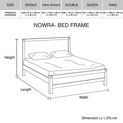 Bed Frame Single Size in Solid Wood Veneered Acacia Bedroom Timber Slat in Oak Payday Deals