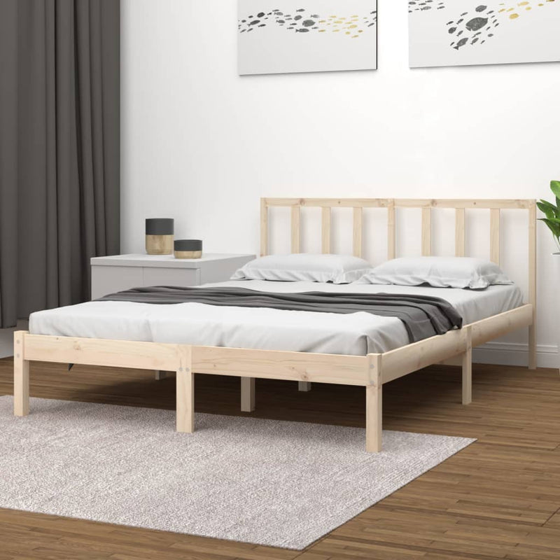 Bed Frame Solid Wood Pine 150x200 cm 5FT King Size Payday Deals