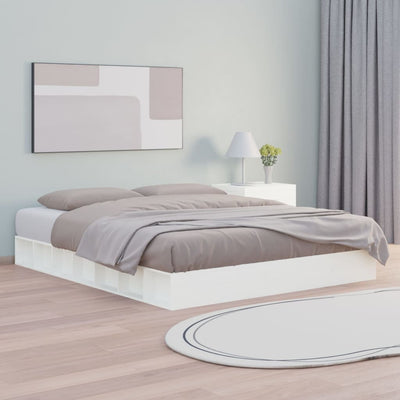 Bed Frame White 153x203 cm Queen Size Solid Wood