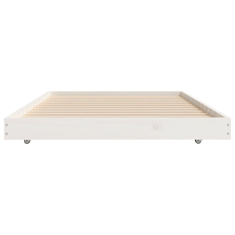 Bed Frame White 92x187 cm Solid Wood Pine Single Size Payday Deals