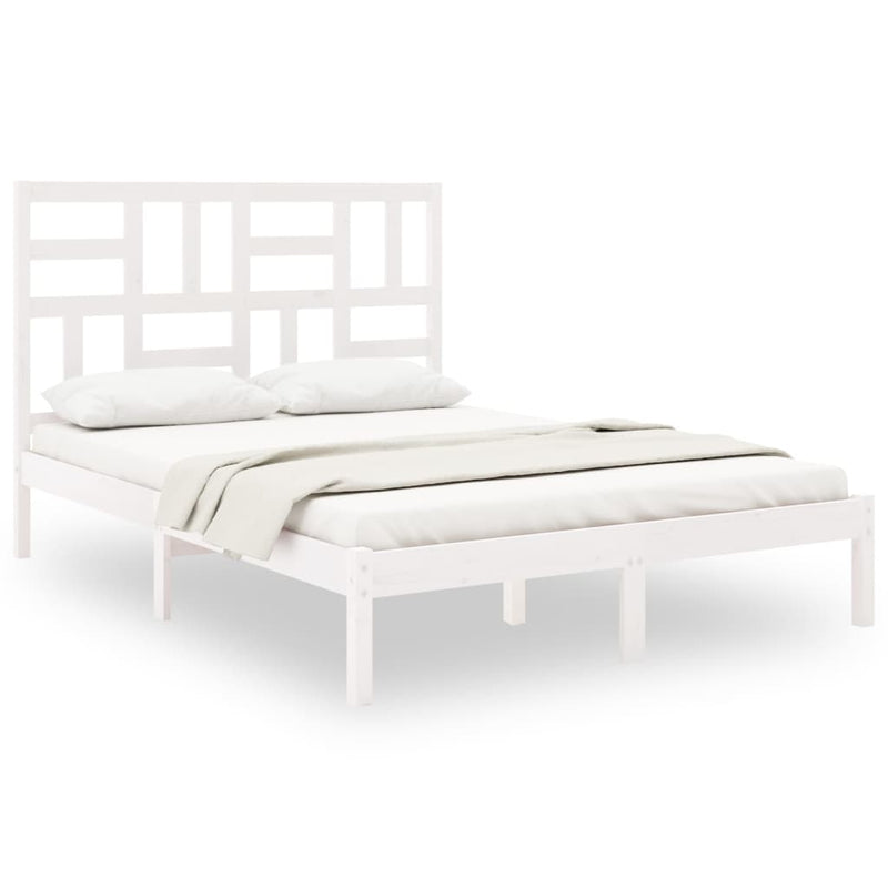 Bed Frame White Solid Wood 135x190 cm 4FT6 Double Payday Deals