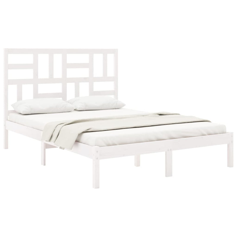 Bed Frame White Solid Wood 135x190 cm 4FT6 Double Payday Deals