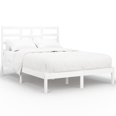 Bed Frame White Solid Wood 137x187 Double Size Payday Deals