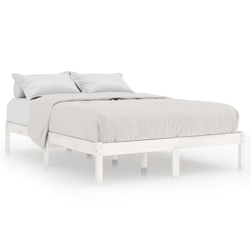 Bed Frame White Solid Wood 137x187 Double Size Payday Deals