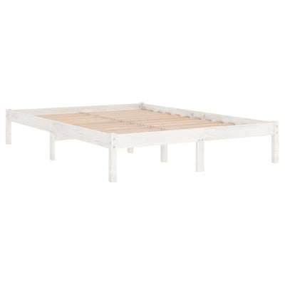 Bed Frame White Solid Wood 137x187 Double Size Payday Deals