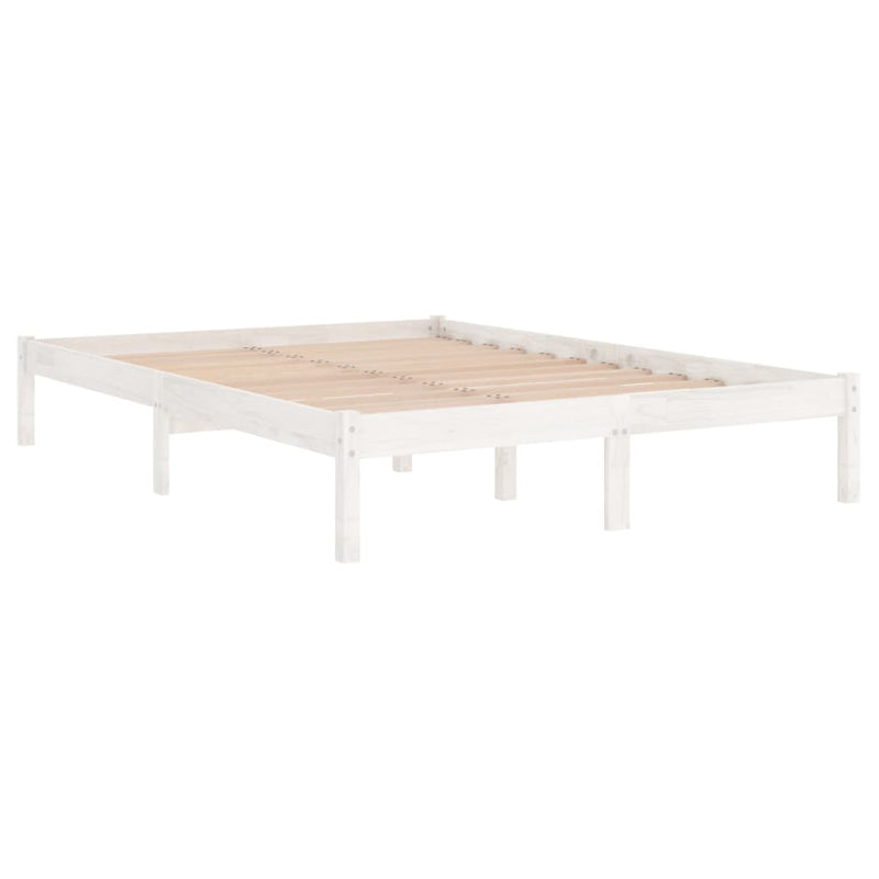 Bed Frame White Solid Wood 137x187 Double Size Payday Deals