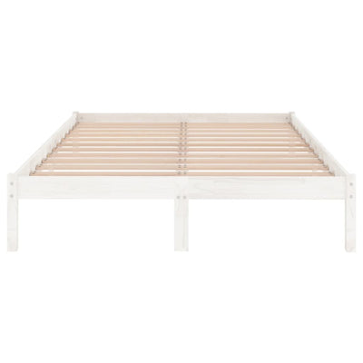 Bed Frame White Solid Wood 137x187 Double Size Payday Deals