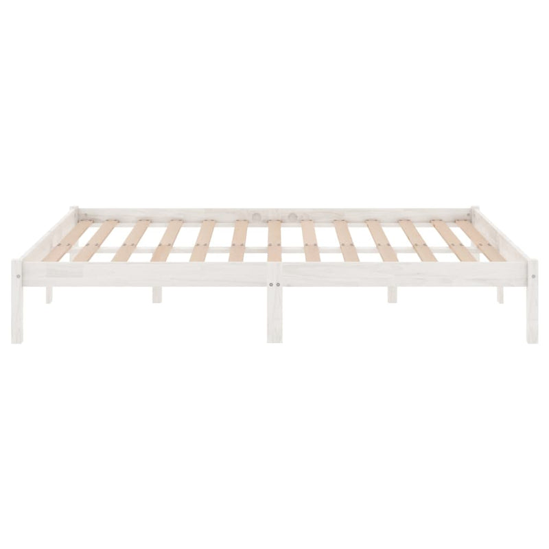 Bed Frame White Solid Wood 137x187 Double Size Payday Deals