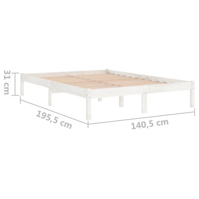 Bed Frame White Solid Wood 137x187 Double Size Payday Deals