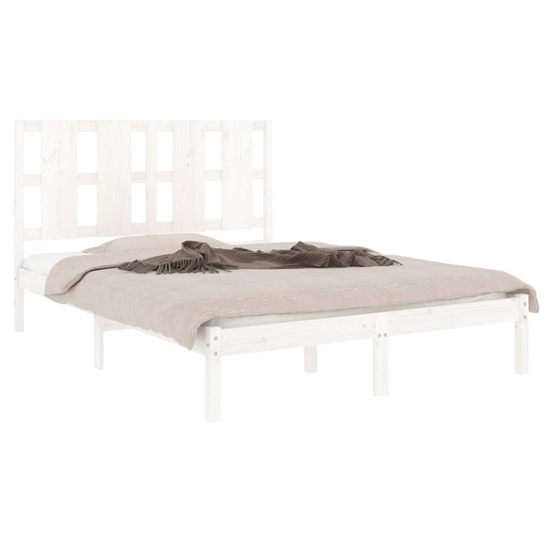 Bed Frame White Solid Wood 137x187 Double Size Payday Deals