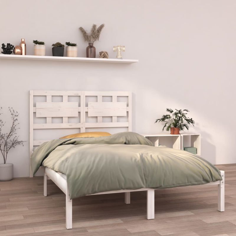 Bed Frame White Solid Wood 150x200 cm 5FT King Size Payday Deals