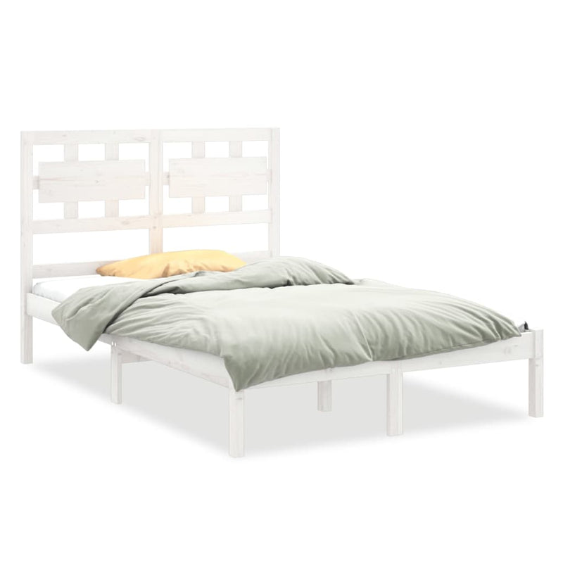 Bed Frame White Solid Wood 150x200 cm 5FT King Size Payday Deals