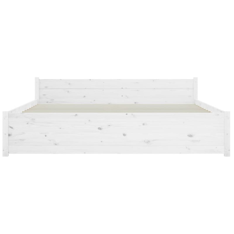 Bed Frame White Solid Wood 153x203 cm Queen Size Payday Deals