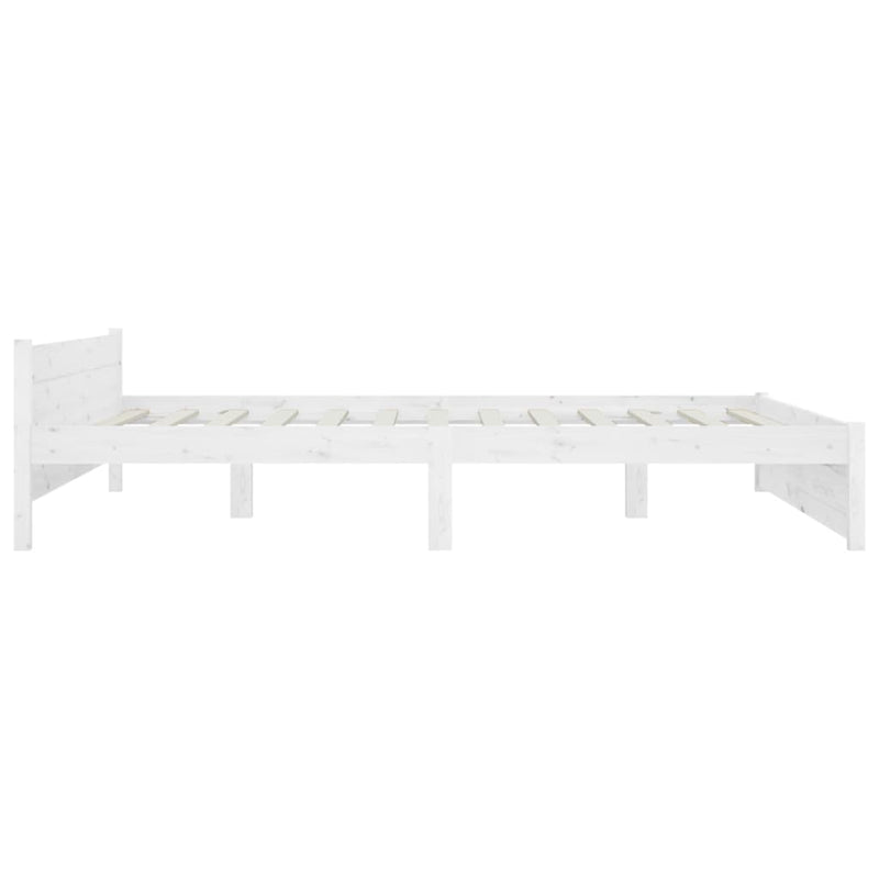 Bed Frame White Solid Wood 153x203 cm Queen Size Payday Deals