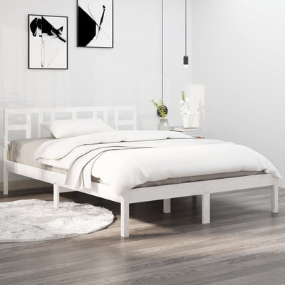 Bed Frame White Solid Wood 180x200 cm 6FT Super King