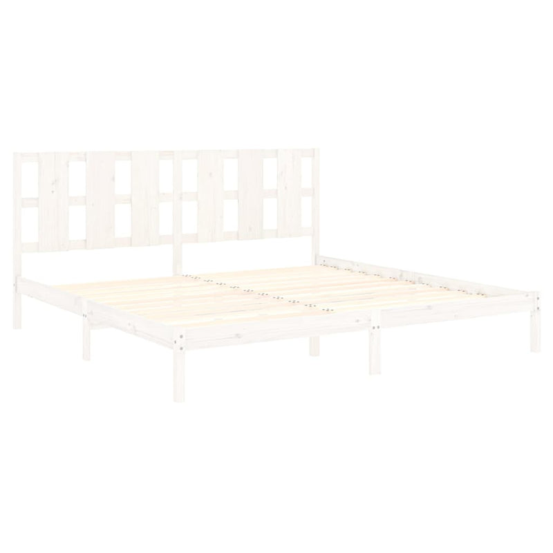 Bed Frame White Solid Wood 180x200 cm 6FT Super King Payday Deals
