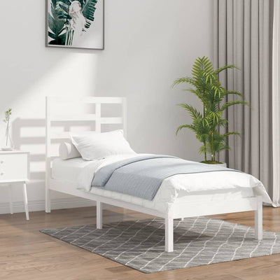 Bed Frame White Solid Wood 90x190 cm 3FT Single Payday Deals