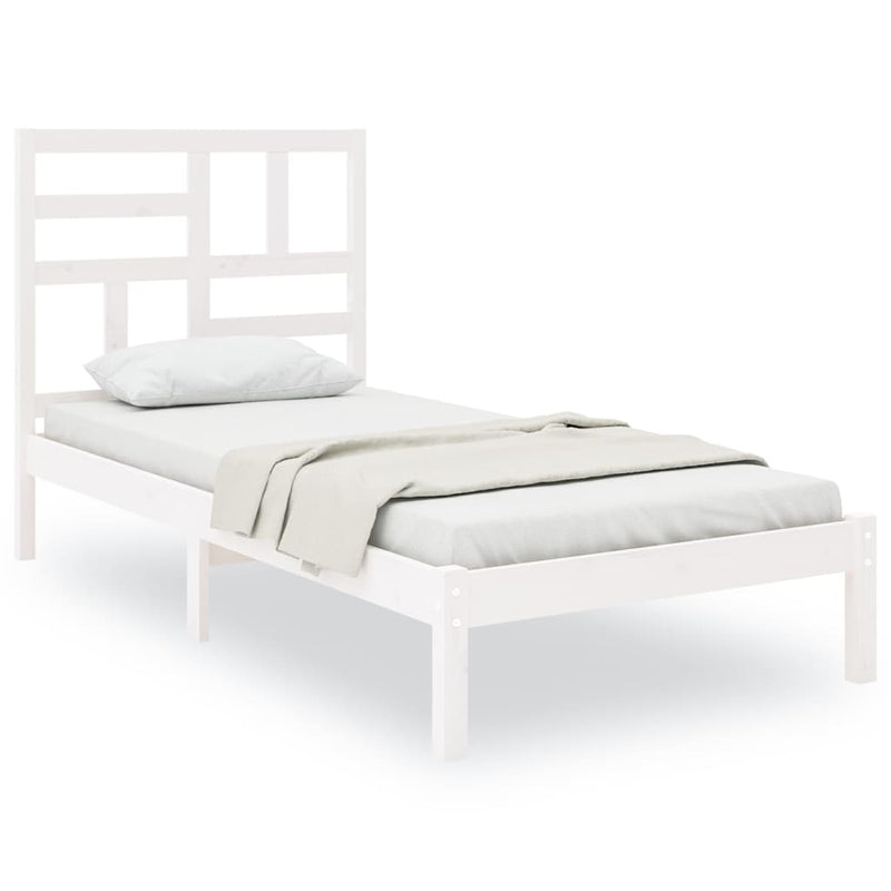 Bed Frame White Solid Wood 90x190 cm 3FT Single Payday Deals