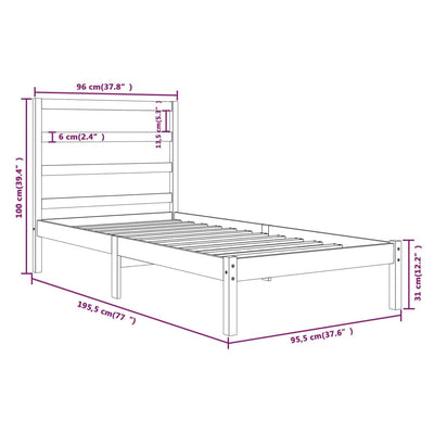 Bed Frame White Solid Wood 90x190 cm Single Bed Size Payday Deals
