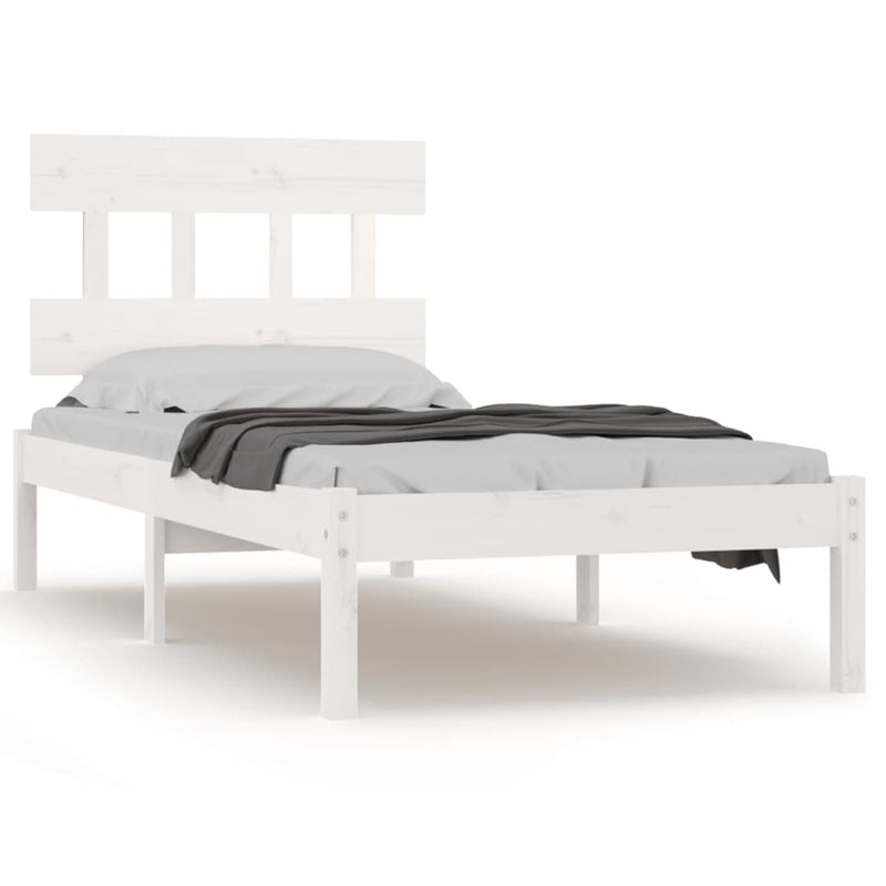 Bed Frame White Solid Wood 92x187 cm Single Bed Size Payday Deals